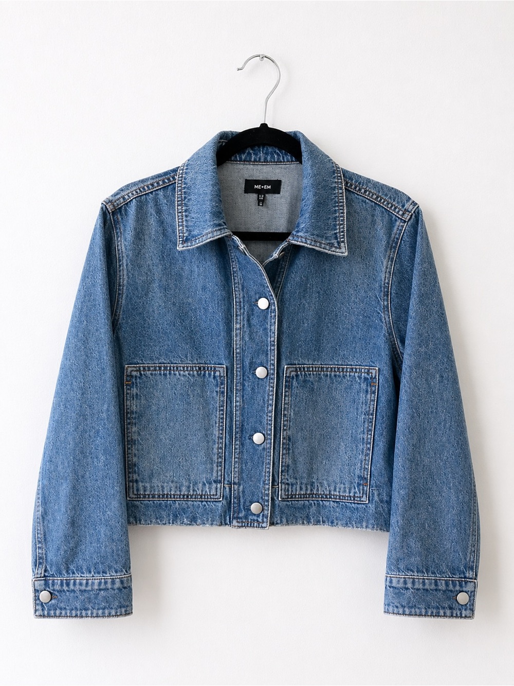 ME+EM Light Blue Denim Cropped Jacket